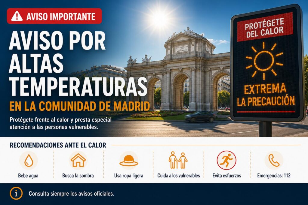 Aviso por altas temperaturas en Madrid