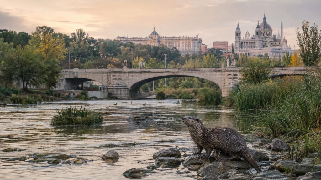 Nutria en el rio Manzanares de Madrid